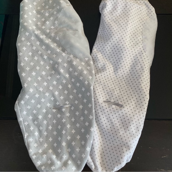 Swaddle Me Gray White Small Medium Baby Swaddles Polka Dots Crosses x2 Boy Girl - Picture 7 of 9